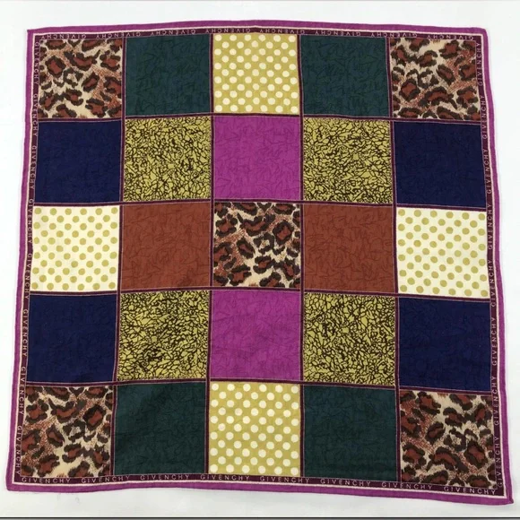 Givenchy Vintage Neck Scarf/Twill Tie Square Patchwork 19 x 19 inches - Picture 3 of 8